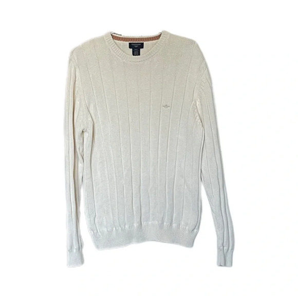 Dockers Beige Cotton Knit Pullover Long Sleeve Sweater Men’s Medium Dockers Logo - Picture 1 of 11